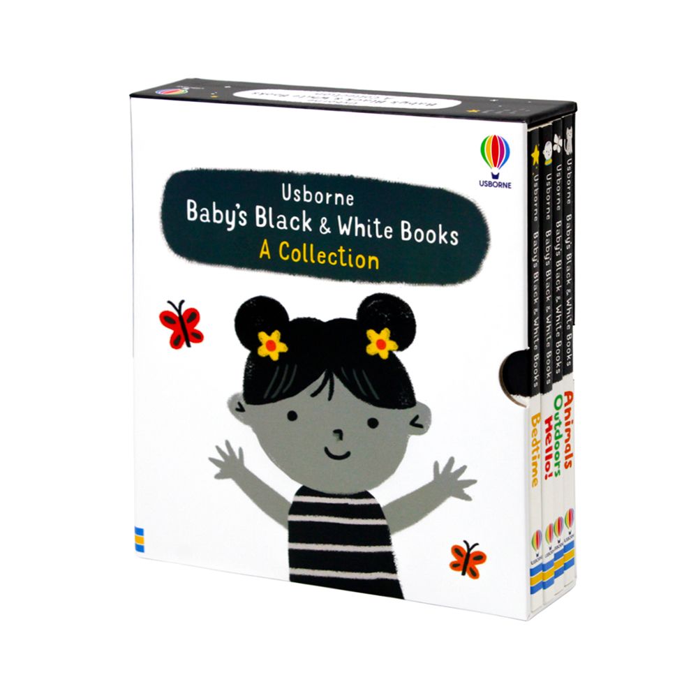 Usborne Baby's Very First Black and White 4 Books Set (Animals, Hello!, Outdoors, Bedtime)