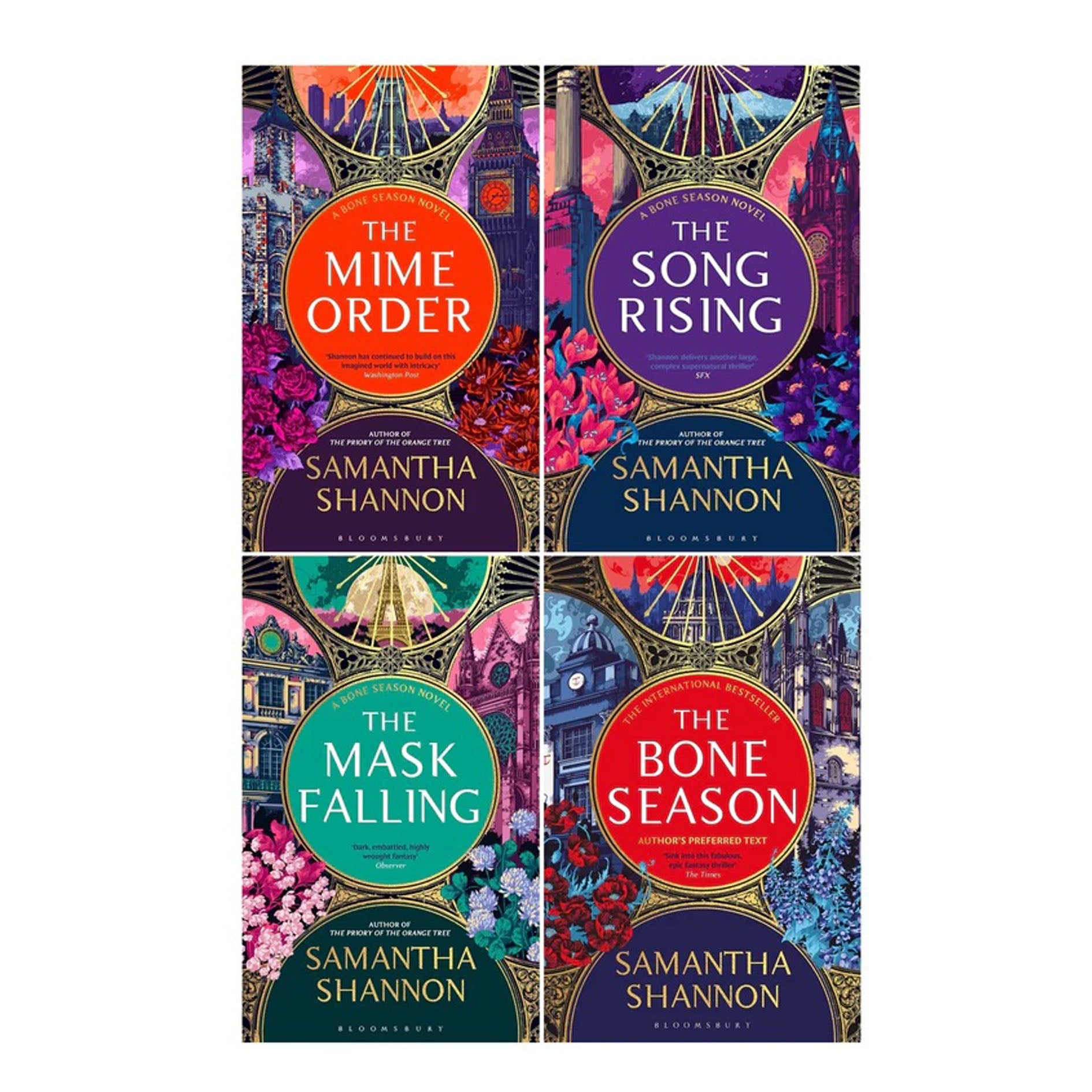 Samantha Shannon Bone Season Series 4 Books Collection Set (The Bone Season,The Mime Order,The Song Rising,The Mask Falling)