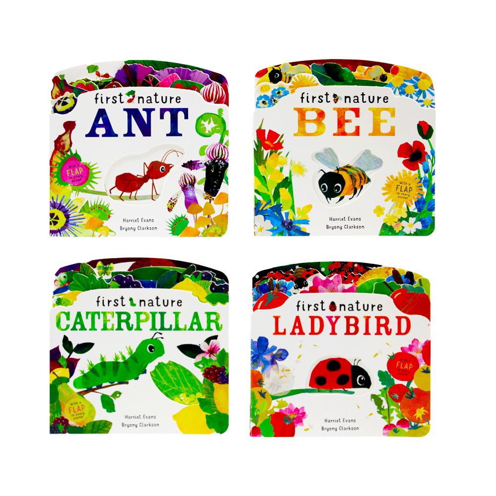 First Nature Childrens Collection 4 Book Set (ANT, BEE, CATERPILLAR & LADYBIRD) By Harriet Evans- Ages 0-5