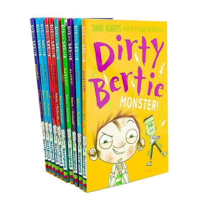 Dirty Bertie Collection 10 Books Set (Series 3) By David Roberts Disco, Monster