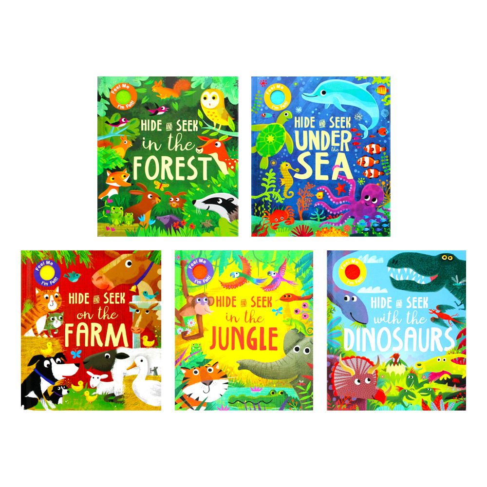 Hide and Seek Touch & Feel Lift the Flap 5 Books Collection Box Set (Forest, Sea, Farm Animals, Jungle & Dinosaurs)