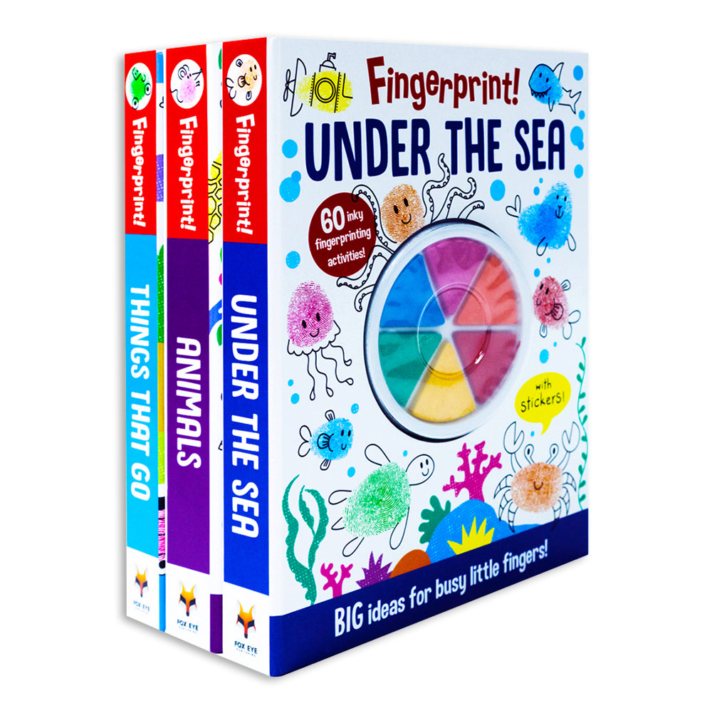 Fingerprint Doodle Activities 3 Book Set| Creative & Fun Art for Kids |Under The Sea, Animals & Things That Go| Educational Drawing & Craft Activities