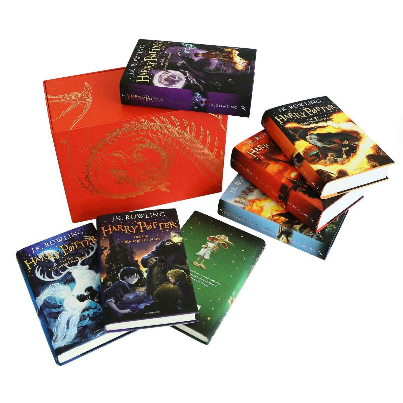 Harry Potter 7 Book Set: J.K. Rowling's Complete Red Hardback Fantasy Series – Magic, Adventure, Wizards, Witches, Hogwarts for Kids & Young Adults