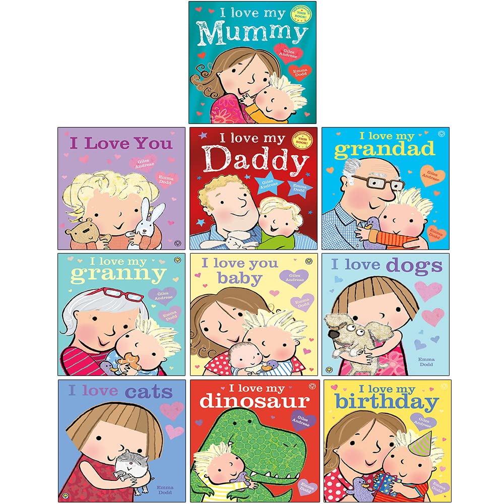 I Love You Mummy, Daddy, Grandad, Granny, Baby, cats , dogs 10 Books Set by Emma Dodd - Paperback Collection for 3-6 Years Old Friendship Readers