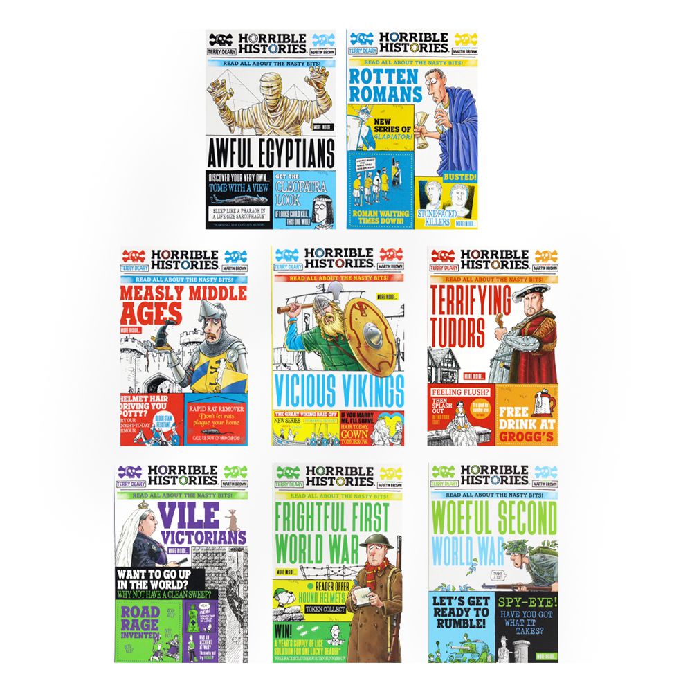 Horrible Histories Savage Collection 8 Books Set by Terry Deary – Fun and Educational Children's History Series with Humor and Adventure