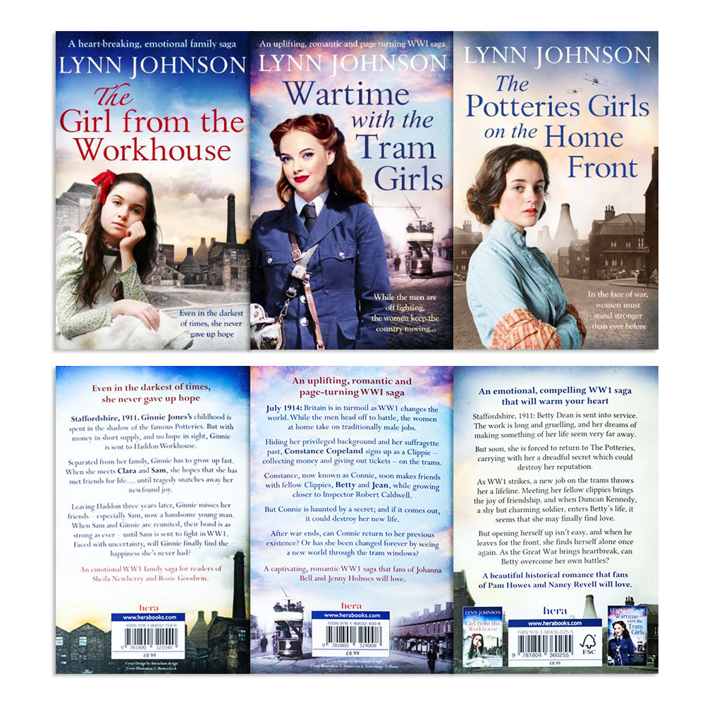 The Potteries Girls By Lynn Johnson 3 Books set (The Girl from the Workhouse, Wartime with the Tram Girls & The Potteries Girls on the Home Front)