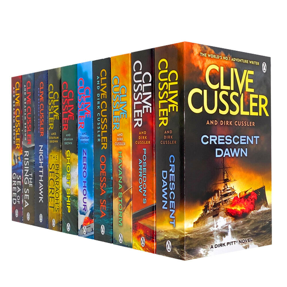 Clive Cussler 10 Book Set Collection Inc Poseidons Arrow, Crescent Dawn, Havana Storm...