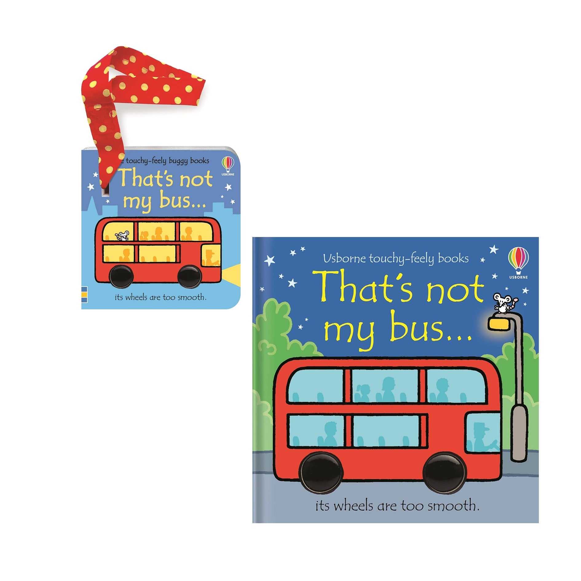 Usborne Touchy Feely 2 Books Collection Set (That's Not My Bus & That's Not My Bus Buggy Book) by Fiona Watt & Rachel Wells