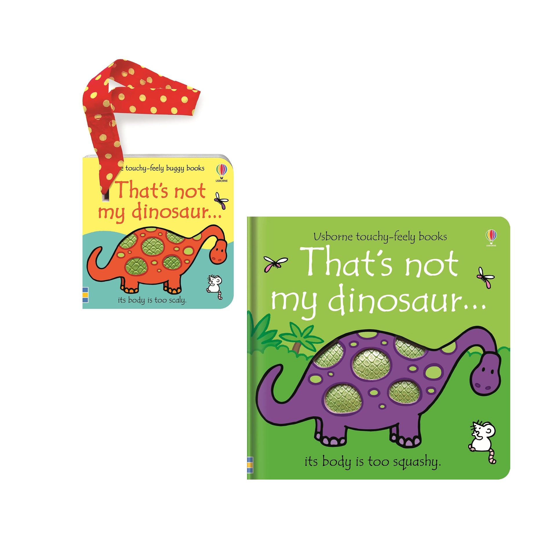 Usborne Touchy Feely 2 Books Collection Set (That's Not My Dinosaur & That's Not My Dinosaur Buggy Book) by Fiona Watt & Rachel Wells