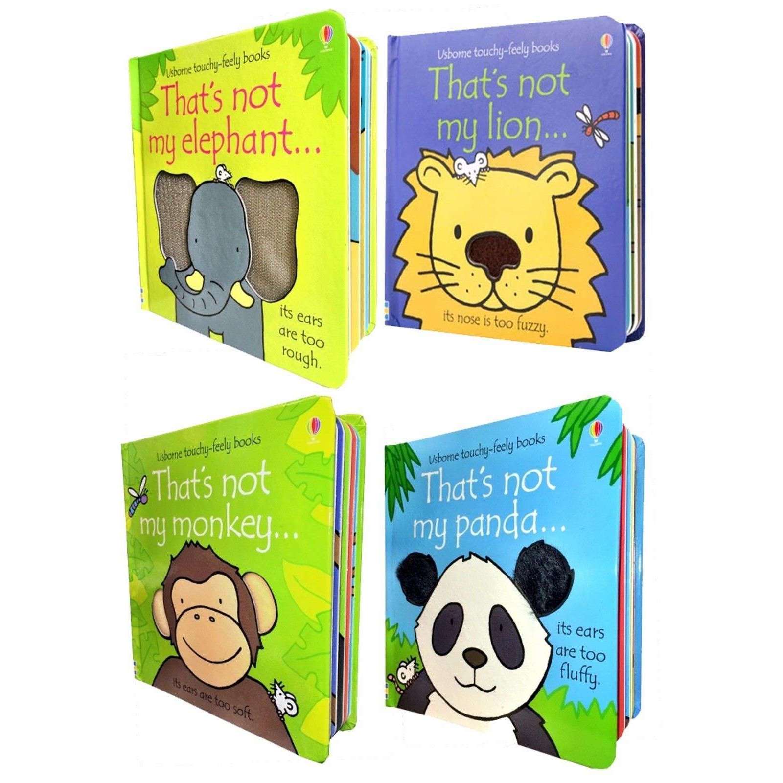 Usborne Thats Not My Animals Collection 4 Books Set Panda, Monkey, Elephant Lion